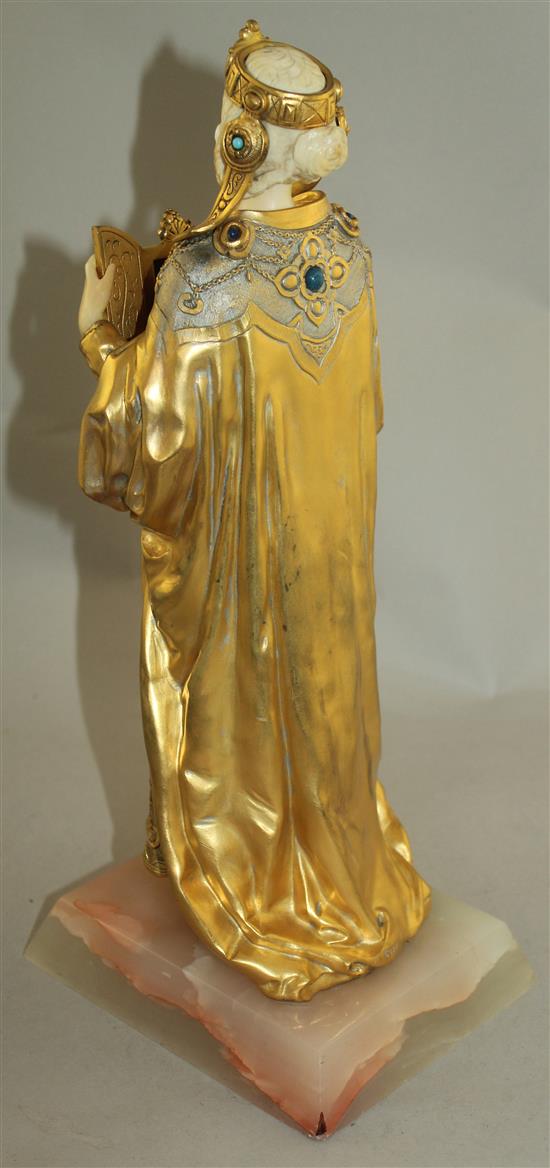 Rene Paul Marquet (French, 1875-1939). A gilt bronze and carved ivory and enamel figure, Princess Una, 14.5in.